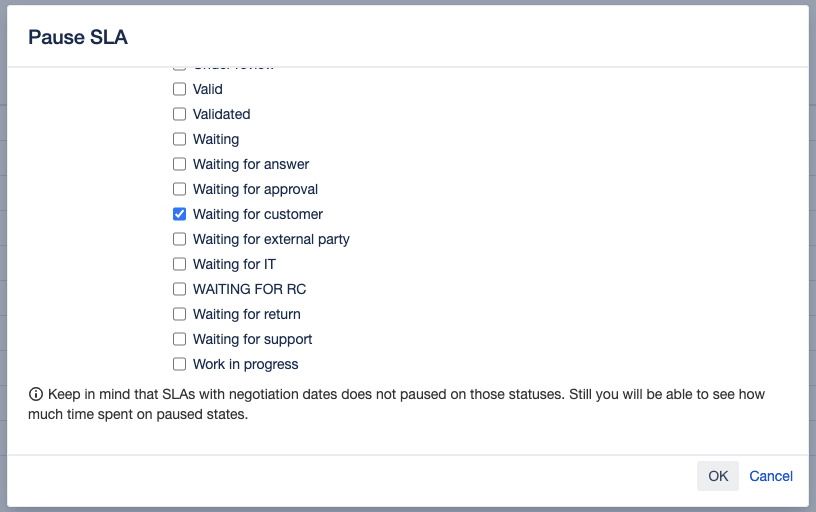 Jira SLA definition pause